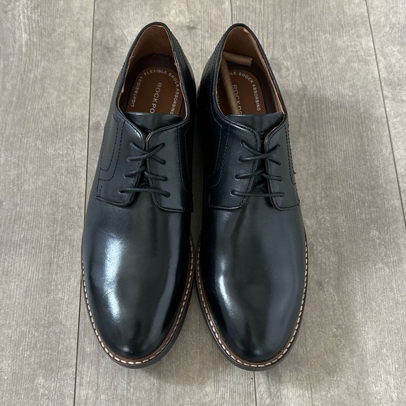 NEW Rockport Men\'s Kenton Plain Toe Oxford Black Glass CH5581 sz 10